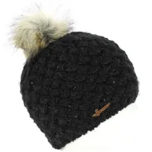 Maggy Faux Fur Wool Pom-Pom Beanie Black - Herman Reference: 4231 | Traclet Hat Shop