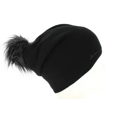 Bonnet Pompon Louise Fausse Fourrure Noir- Herman