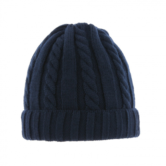 Navy Blue Cable Knit Edmond Beanie - Herman