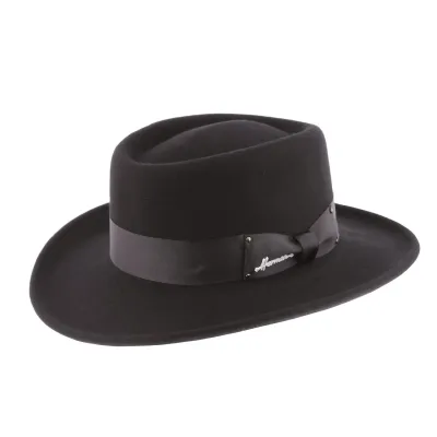 Chapeau Traveller Mac Abrams Feutre Laine Noir- Herman Reference : 3128 | Chapellerie Traclet