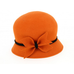 Chapeau Cloche Udine Feutre Laine Orange- Traclet