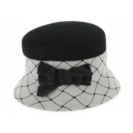 Chapeau Cloche Vadossi  Feutre Laine Noir & Gris- Traclet 