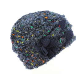 Women's Navy Wool Tacconi Beanie - Traclet