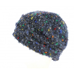 Women's Navy Wool Tacconi Beanie - Traclet