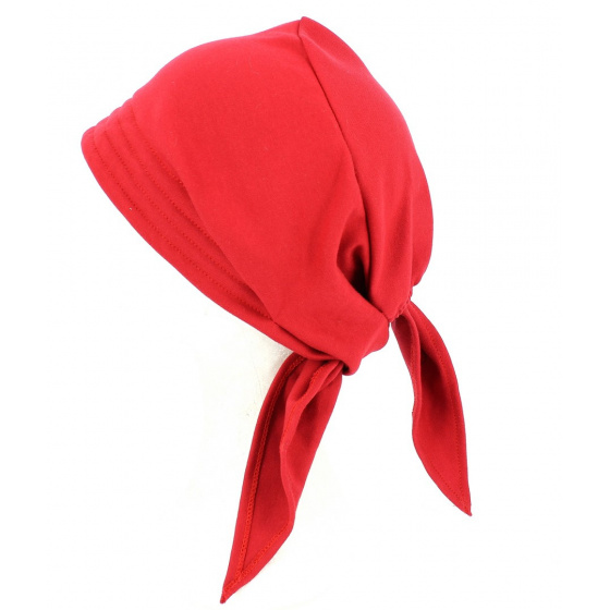 Red Cotton Chemotherapy Headscarf Turban - Traclet