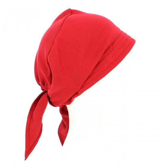Turban Foulard Chimiothérapie Coton Rouge - Traclet