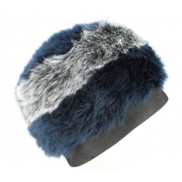 Navy Blue Faux Fur Reggio Beanie - Traclet