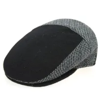 Casquette Plate Ferrara Laine Noire & Grise- Traclet Reference : 592 | Chapellerie Traclet