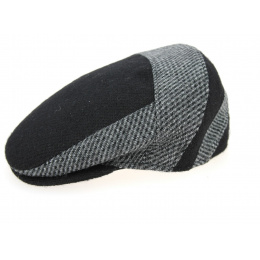 Flat Cap Ferrara Black & Grey Wool Traclet