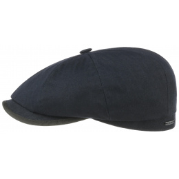 Navy Blue Cotton Herringbone Hatteras Cap - Stetson