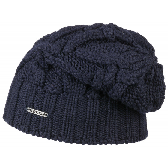 Navy Blue Valisdale Wool Knit Beanie - Stetson