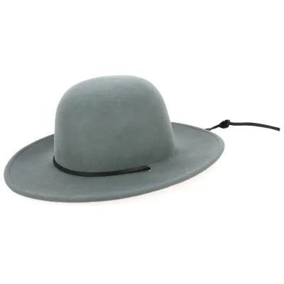 Unisex Tiller Wide Brim Hat Wool Felt Cement - Brixton Reference: 6361 | Chapellerie Traclet