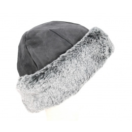 Nayeli Leather & Faux Fur Toque Anthracite- Traclet