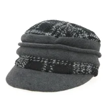 Black & Grey Tartan Newsboy Cap - Traclet Reference: 693 | Traclet Hatters