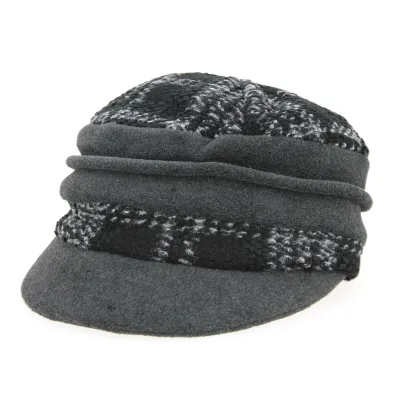 Casquette Gavroche Tartan Noire & Grise- Traclet  Reference : 693 | Chapellerie Traclet