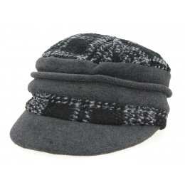 Black & Grey Tartan Newsboy Cap - Traclet