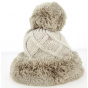 Allos Beige Faux Fur Pom-Pom Beanie - Traclet