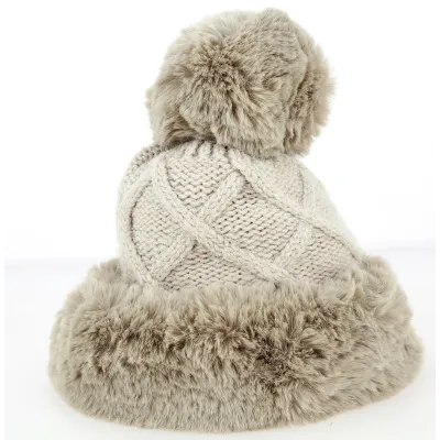 Bonnet à Pompon Allos Fausse Fourrure Beige- Traclet  Reference : 7010 | Chapellerie Traclet
