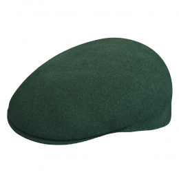 Dark Green Wool 504 Flat Cap - Kangol
