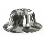 White, Black & Gray Cotton Camouflage Bucket Hat - Kbethos