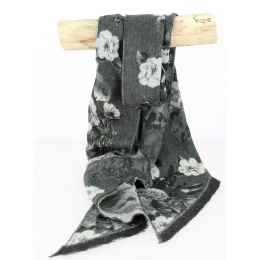 Gray Floral Cashmink Scarf - Traclet