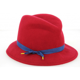 Tessa Raspberry Wool Felt Fedora Hat - Marzi