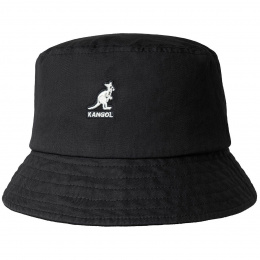 Black Cotton Washed Bucket Hat - Kangol