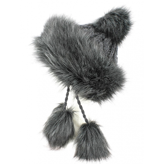 Women's Aleksa Faux Fur Hat in Black - Traclet