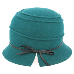 Chapeau Cloche Gabella Feutre Laine Vert- Traclet