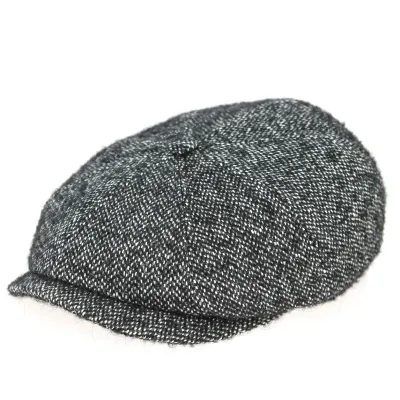 Black and White Rimini Tweed Hatteras Cap - Traclet Reference: 8644 | Traclet Hat Shop