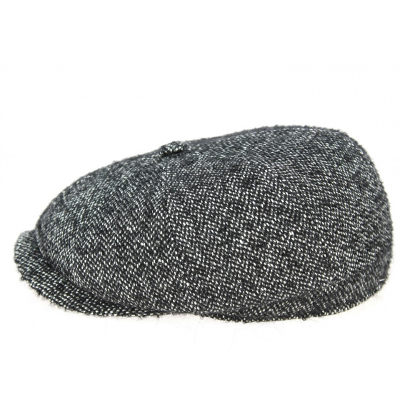 Black and White Rimini Tweed Hatteras Cap - Traclet Black and White Rimini Tweed Hatteras Cap - Traclet