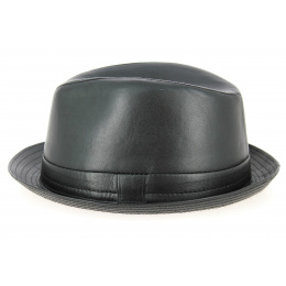 Black Leather Fabro Trilby Hat - Traclet