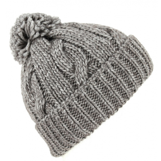 Valeriano Wool & Alpaca Pompom Beanie Dark Grey - Traclet