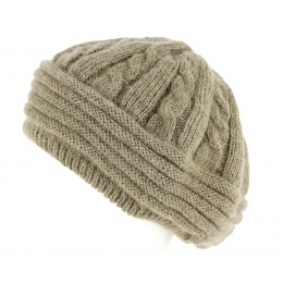 Baroni Angora & Wool Taupe Beret - Traclet
