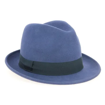 Chapeau Trilby Greenwich Feutre Laine Bleu- Traclet Reference : 4624 | Chapellerie Traclet