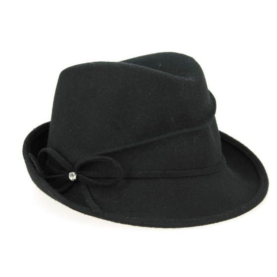 Black Wool Felt Trilby Hat Maciano - Traclet