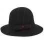 Magasa Wide-Brimmed Wool Felt Hat Black & Red - Traclet
