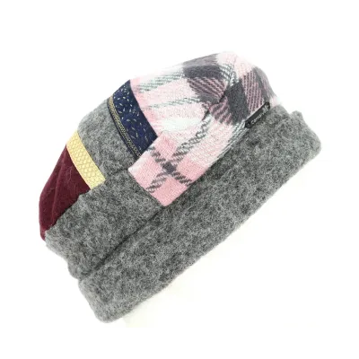 Toque Groise Laine Grise & Bordeaux- Traclet  Reference : 207 | Chapellerie Traclet