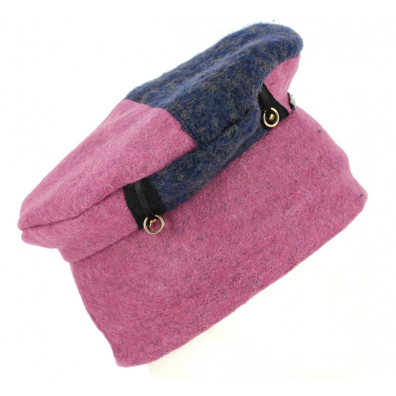 Women's Jussas Wool Beanie Navy & Purple - Traclet