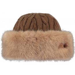 Brown Faux Fur Cable Beanie-Hat - Barts