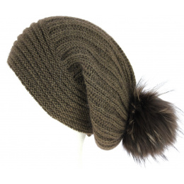 Long Lachenal Wool & Mohair Chocolate Brown Beanie - Traclet
