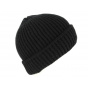 Black Cashmere Jelsi Beanie with Cuff - Traclet