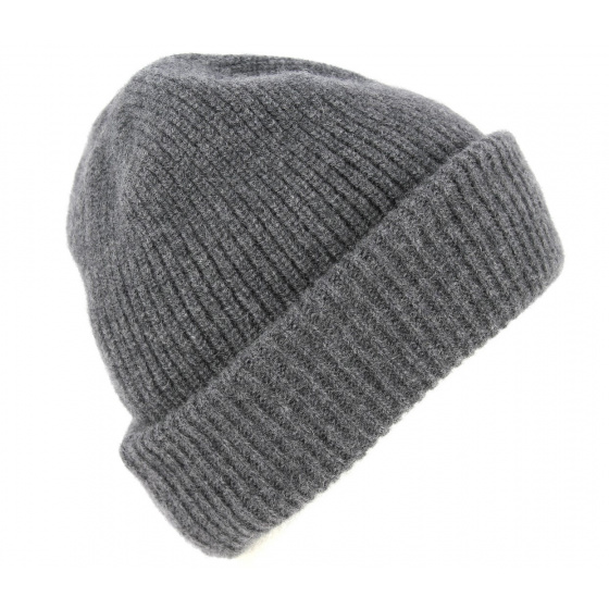 Gray Iggio Cashmere Cuffed Beanie - Traclet