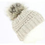 Imola Alpaca & Beige Wool Pompon Hat- Traclet 