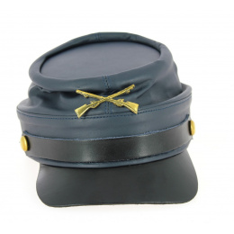 Navy Blue Leather Northern Style Cap - Traclet