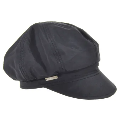 Black Waterproof Newsboy Cap - Seeberger Reference: 1690 | Traclet Hat Shop