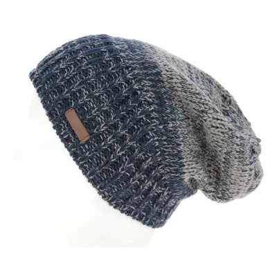Blue & Grey Brighton Long Acrylic Beanie - Barts Reference: 4158 | Traclet Hat Shop