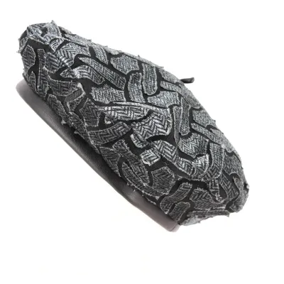 Louison Chevron Black & Gray Beret - Mtm Reference: 768 | Chapellerie Traclet