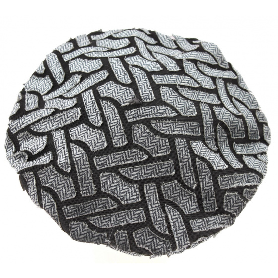 Louison Chevron Black & Gray Beret - Mtm Louison Chevron Black & Gray Beret - Mtm