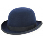 Navy Blue Wool Felt Bowler Hat - Traclet